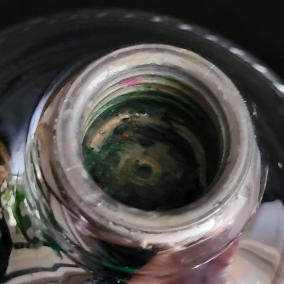 Vintage Farber Krome Kraft Green Glass Compote / Candle Holder Screw on Base - Picture 6 of 11